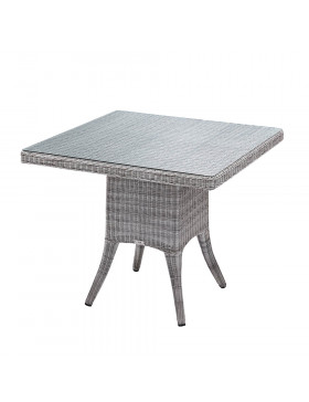 Four seater Grey rattan garden table on a white background