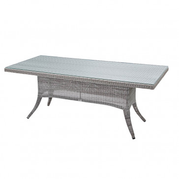 Eight seater Grey rattan garden table on a white background