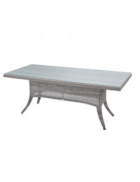 Eight seater Grey rattan garden table on a white background