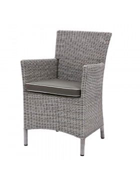 Grey rattan dining chair on white background