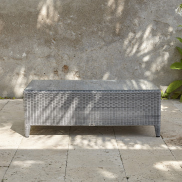 Coffee table with glass top on southern French Terrace