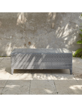 Coffee table with glass top on southern French Terrace